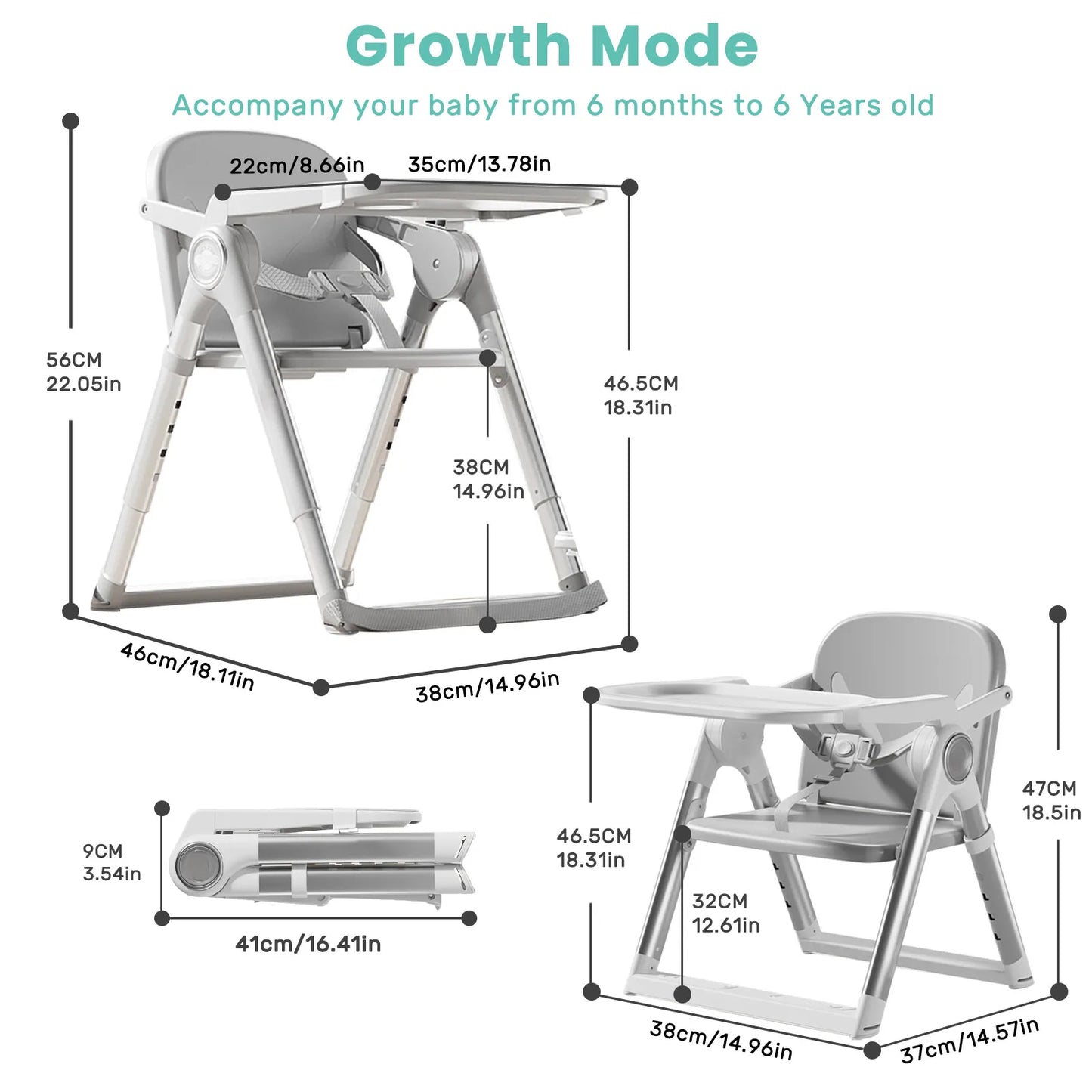 Ubravoo Baby Folding Booster Seat High Chair For Dining And Travel
