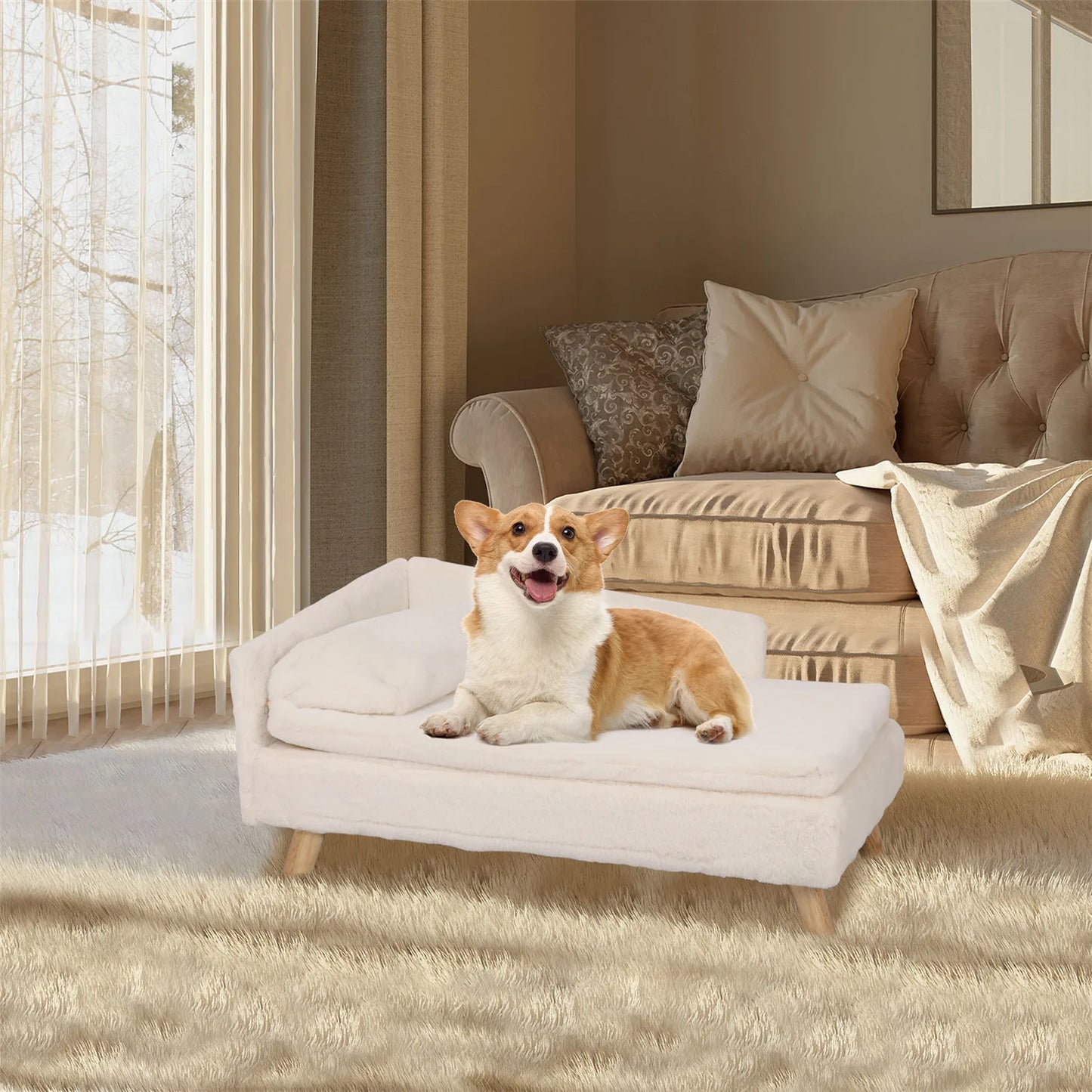 BINGOPAW Elevated Pet Bed Nordic Stool With Cozy Pad Waterproof