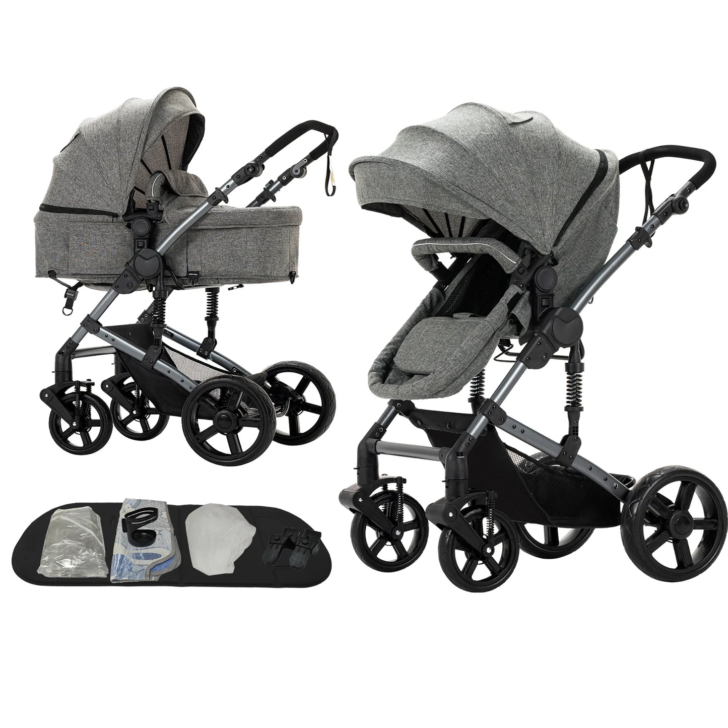 Baby Stroller 2 In 1 Foldable Portable Pushchair Carriage