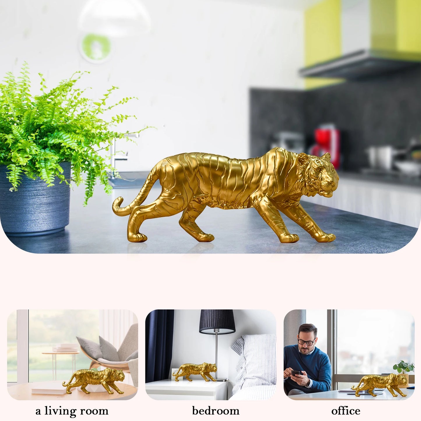 Shunmaii Resin Tiger Figurine Modern Home Decor Sculpture