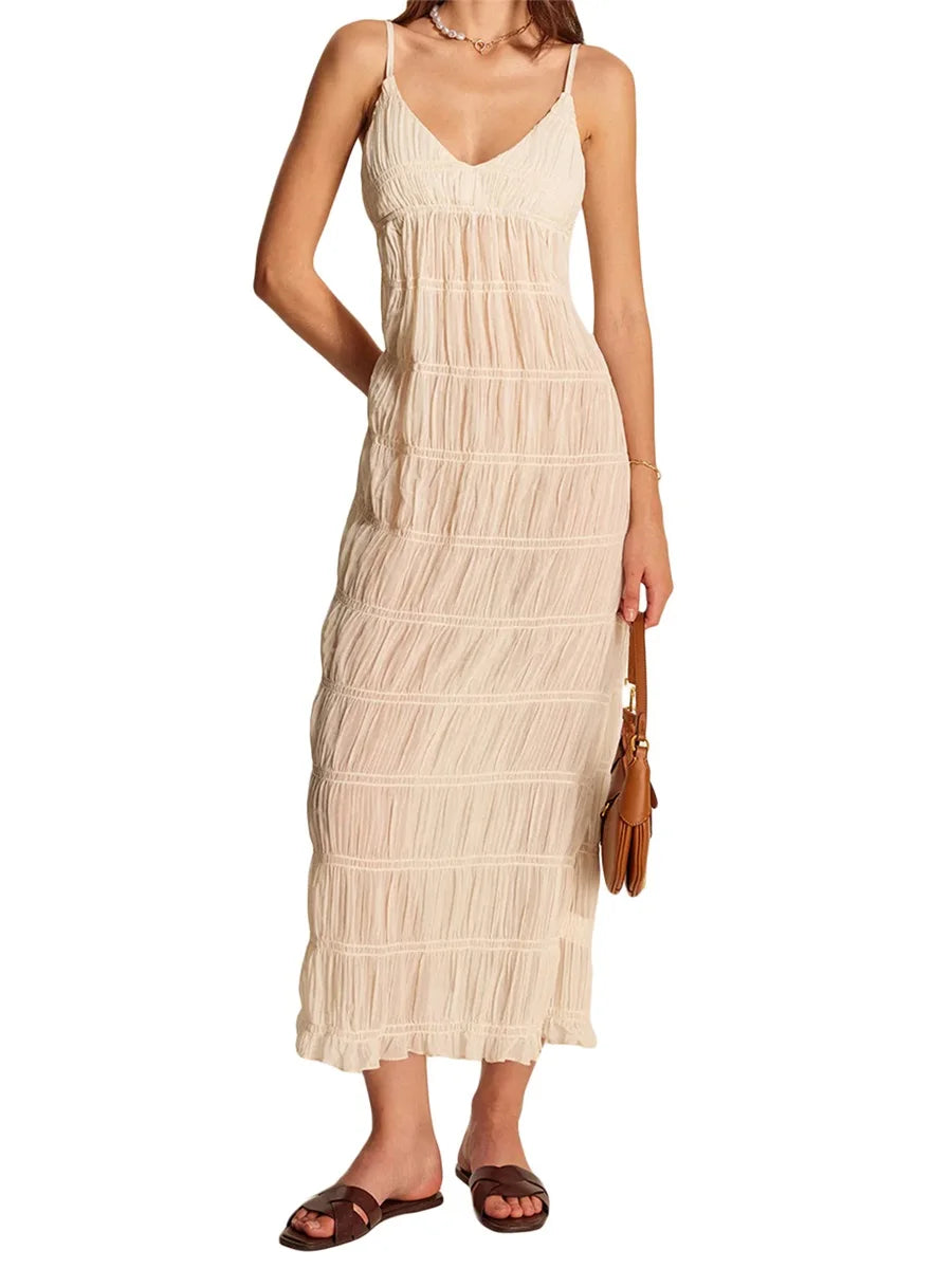 Hirigin Floral Maxi Dress With Ruffle Hem For Summer Party
