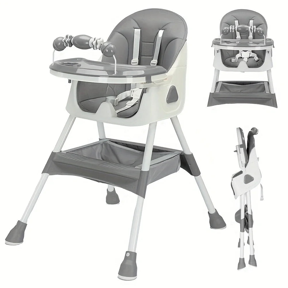 PIORLADO Folding Baby High Chair With Antislip Pad Toy Rack