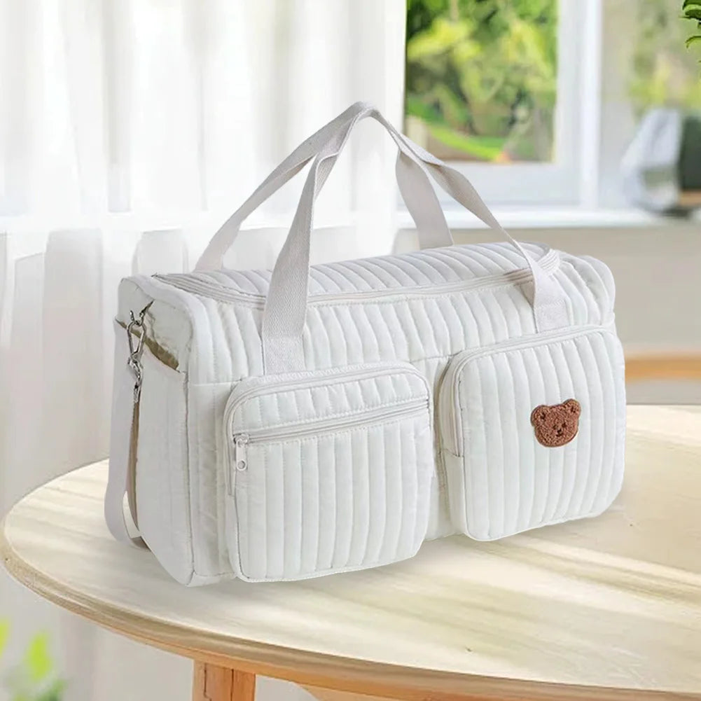 Quilted Baby Diaper Bag Large Capacity Weekender Travel Bag