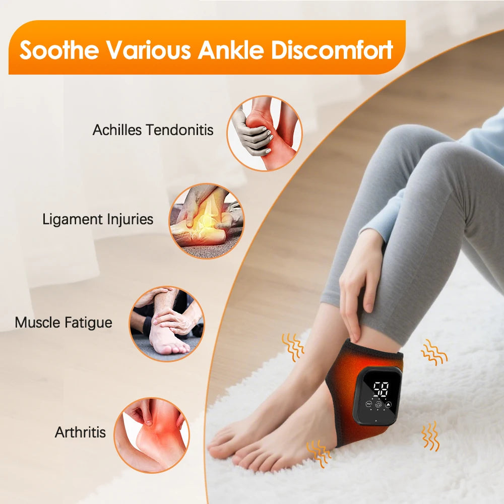 PastSky Electric Heating Ankle Guard 3 Levels Hot Compress Massager
