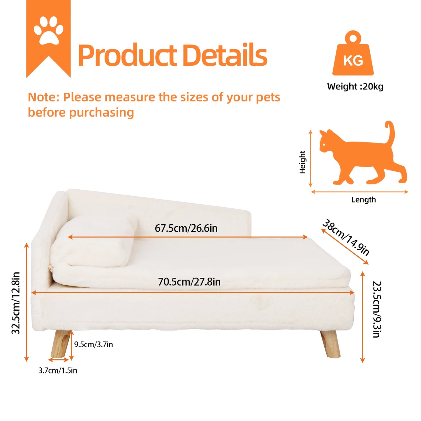 BINGOPAW Elevated Pet Bed Nordic Stool With Cozy Pad Waterproof