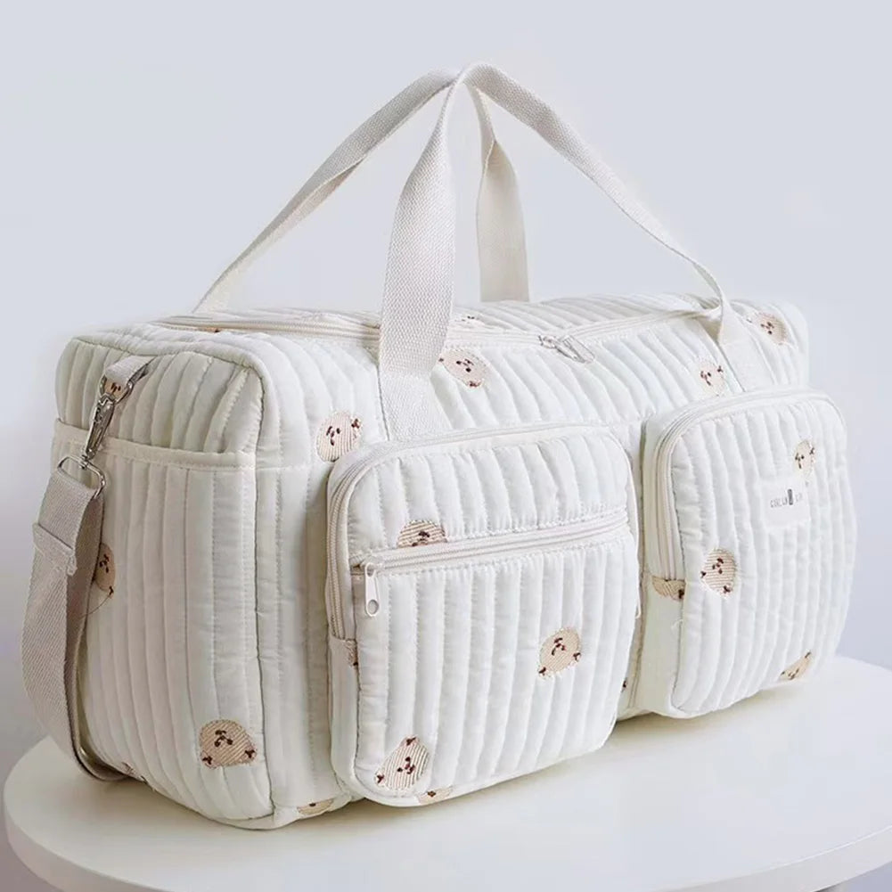 Quilted Baby Diaper Bag Large Capacity Weekender Travel Bag